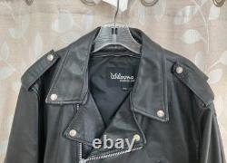 Vintage 90s Wilsons Classic Men's 46 Black Leather Motorcycle Biker Jacket 91729