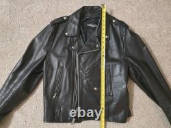 Vintage 90s Wilsons Classic Men's 46 Black Leather Motorcycle Biker Jacket 91729