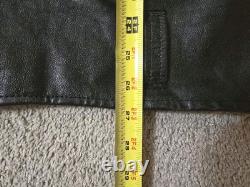 Vintage 90s Wilsons Classic Men's 46 Black Leather Motorcycle Biker Jacket 91729