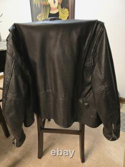 Vintage 90s Wilsons Classic Men's 46 Black Leather Motorcycle Biker Jacket 91729