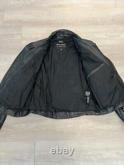 Vintage 90s Wilsons Leather Black Moto Biker Motorcycle Jacket Men's Size L