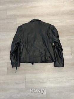 Vintage 90s Wilsons Leather Black Moto Biker Motorcycle Jacket Men's Size L