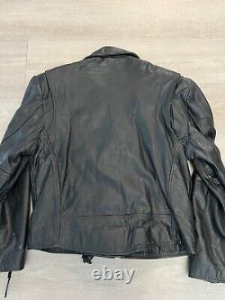 Vintage 90s Wilsons Leather Black Moto Biker Motorcycle Jacket Men's Size L