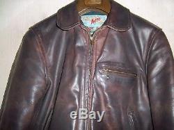 Vintage Aero Leather Highwayman Steerhide Leather Motorcycle Jacket Size 38