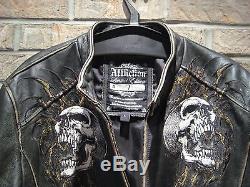 Vintage Affliction Motorcycle Leather Jacket, Pre-Owned. Size L. Limited