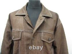 Vintage Akaso Leather Motorcycle Trucker Jacket Size XL
