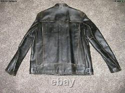 Vintage American Eagle Distressed Black Leather Moto Jacket Mens Large EUC