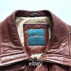 Vintage Andrew Marc New York Men's Leather Bomber Jacket Large