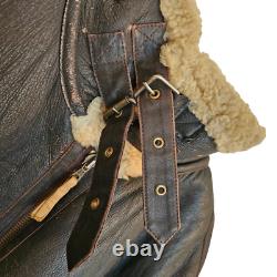 Vintage Aviator B3 Flight Men's Brown Leather Sheepskin Shearling Bomber Jacket