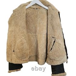 Vintage Aviator B3 Flight Men's Brown Leather Sheepskin Shearling Bomber Jacket