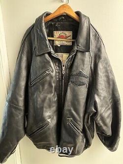 Vintage Avirex High Voltage Men's Size 6X Black Leather Motorcycle Jacket
