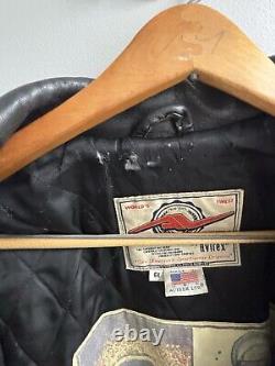 Vintage Avirex High Voltage Men's Size 6X Black Leather Motorcycle Jacket