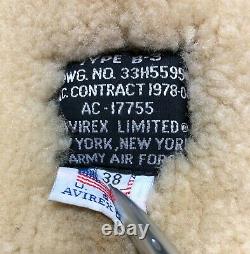 Vintage Avirex Type B-3 Bomber Jacket 38 Size Ac-17755 Sheep Skin A-2 G-1 Ma-1