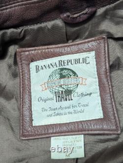 Vintage BANANA REPUBLIC leather jacket M motorcycle 1980s brown 42-44 bomber