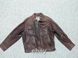 Vintage BANANA REPUBLIC leather jacket M motorcycle 1980s brown 42-44 bomber