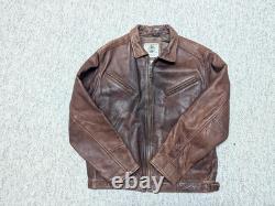 Vintage BANANA REPUBLIC leather jacket M motorcycle 1980s brown 42-44 bomber