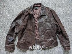 Vintage BANANA REPUBLIC moto jacket LEATHER brown patina XL coat motorcycle