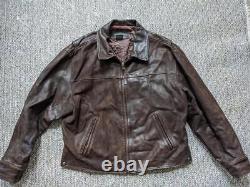 Vintage BANANA REPUBLIC moto jacket LEATHER brown patina XL coat motorcycle