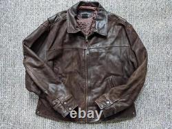 Vintage BANANA REPUBLIC moto jacket LEATHER brown patina XL coat motorcycle