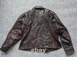 Vintage BANANA REPUBLIC moto jacket LEATHER brown patina XL coat motorcycle