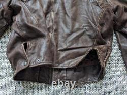 Vintage BANANA REPUBLIC moto jacket LEATHER brown patina XL coat motorcycle