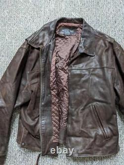 Vintage BANANA REPUBLIC moto jacket LEATHER brown patina XL coat motorcycle