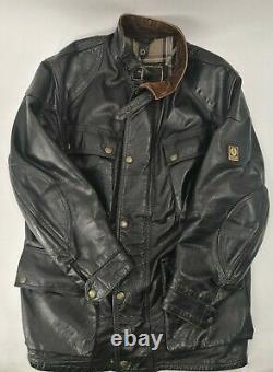 Vintage BELSTAFF PANTHER Black Leather Jacket Size M Great Patina Rare 1st Model