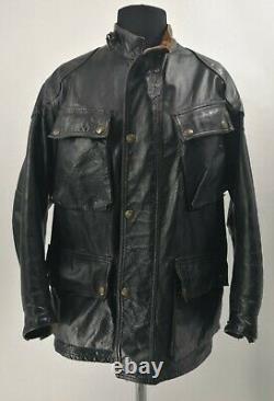 Vintage BELSTAFF PANTHER Black Leather Jacket Size M Great Patina Rare 1st Model