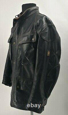 Vintage BELSTAFF PANTHER Black Leather Jacket Size M Great Patina Rare 1st Model