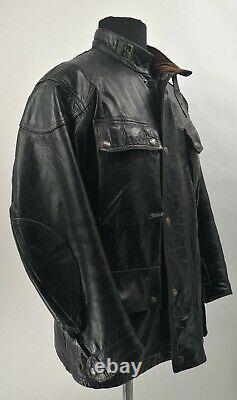 Vintage BELSTAFF PANTHER Black Leather Jacket Size M Great Patina Rare 1st Model