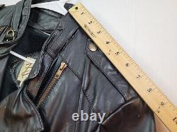 Vintage BERMANS Black Leather Motorcycle Bomber 80's Jacket Men's Size 44