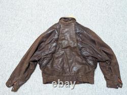 Vintage BOMBER leather jacket 44 brown MOTORCYCLE mad max GRIZZLY sherpa vest