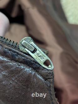 Vintage BOMBER leather jacket 44 brown MOTORCYCLE mad max GRIZZLY sherpa vest