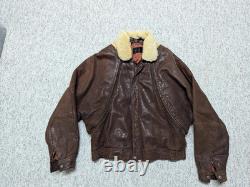 Vintage BOMBER leather jacket 44 brown MOTORCYCLE mad max GRIZZLY sherpa vest