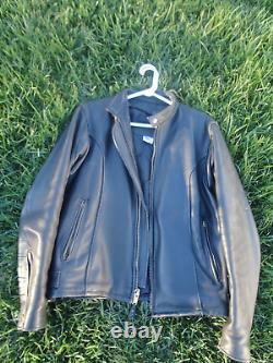 Vintage BRANDED Men's Black Heavy Leather Motorcycle Biker Jacket Sz 42 USA Made