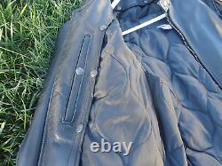 Vintage BRANDED Men's Black Heavy Leather Motorcycle Biker Jacket Sz 42 USA Made