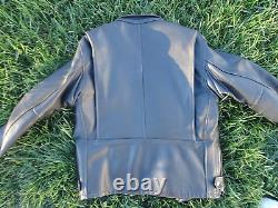 Vintage BRANDED Men's Black Heavy Leather Motorcycle Biker Jacket Sz 42 USA Made