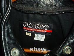 Vintage BROOKS Leather Cafe Racer Motorcycle Jacket Size 40 (M/L)
