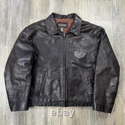 Vintage Banana Republic Leather Motorcycle Jacket Men's XL Black Faded Full Zip