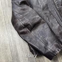Vintage Banana Republic Leather Motorcycle Jacket Men's XL Black Faded Full Zip