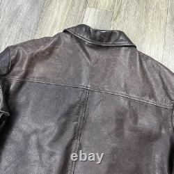 Vintage Banana Republic Leather Motorcycle Jacket Men's XL Black Faded Full Zip