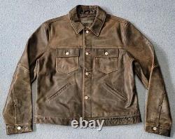 Vintage Banana Republic Leather Trucker Jacket Mens Large Excellent Rare