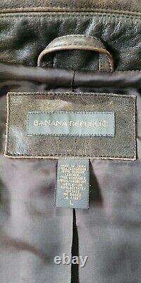 Vintage Banana Republic Leather Trucker Jacket Mens Large Excellent Rare