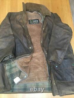 Vintage Barbour Solway Zipper C42 Mens L Wax Jacket & Liner & Unused Hood & Belt