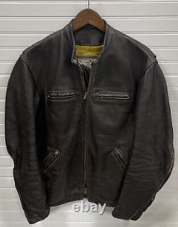 Vintage Bates Leather Cafe Racer Motorcycle Jacket Brown Custom Tailored Tag 60s