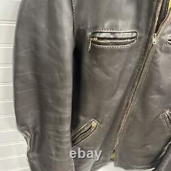 Vintage Bates Leather Cafe Racer Motorcycle Jacket Brown Custom Tailored Tag 60s