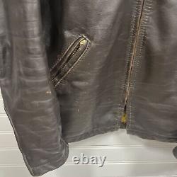 Vintage Bates Leather Cafe Racer Motorcycle Jacket Brown Custom Tailored Tag 60s