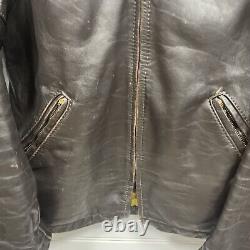 Vintage Bates Leather Cafe Racer Motorcycle Jacket Brown Custom Tailored Tag 60s