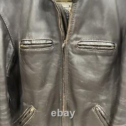 Vintage Bates Leather Cafe Racer Motorcycle Jacket Brown Custom Tailored Tag 60s