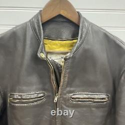 Vintage Bates Leather Cafe Racer Motorcycle Jacket Brown Custom Tailored Tag 60s